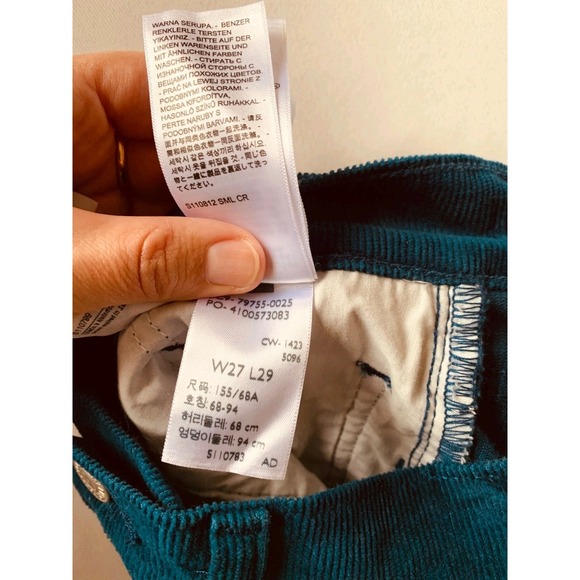 Levi's Corduroy Jeans W27 L29 Deep Teal Blue Green Straight Leg 5 Pocket - Picture 8 of 10